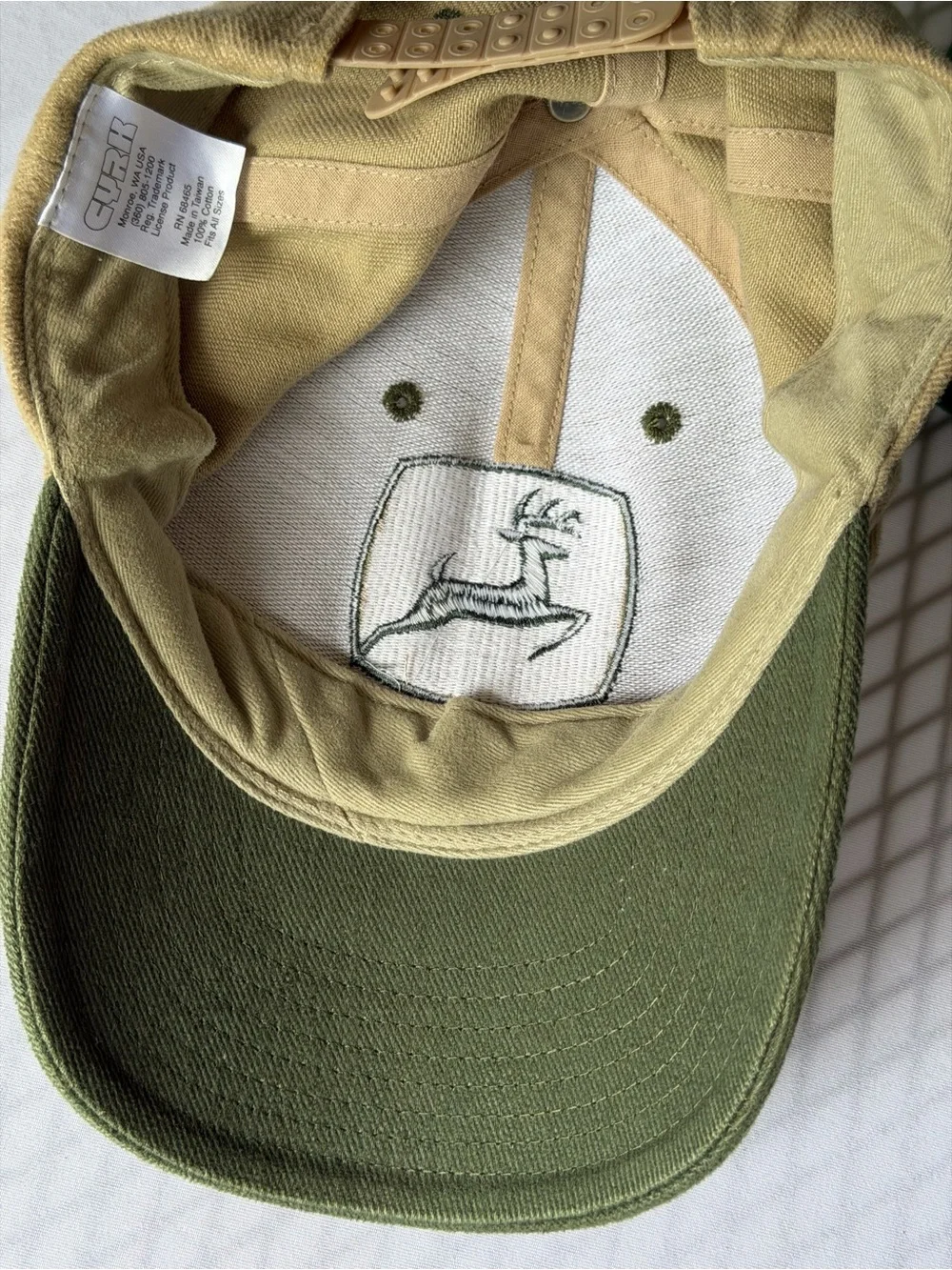 John Deere Embroidered Snapback Hat Lot of 2 Green Tan Adjustable Cap